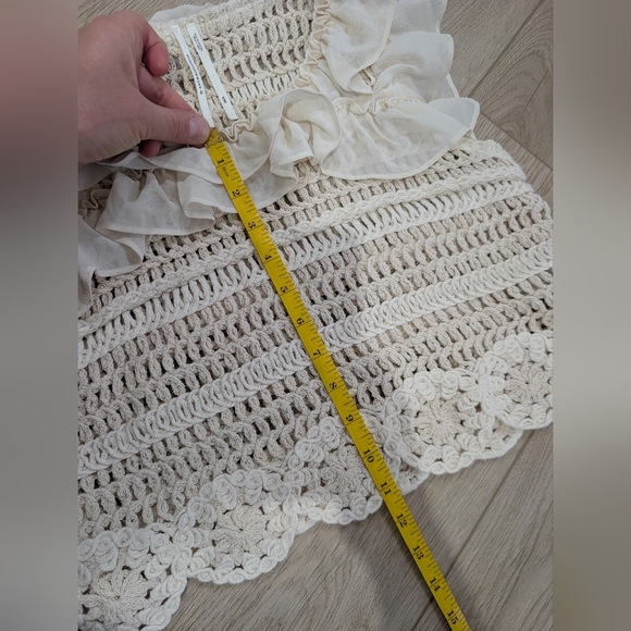 Anthropologie Ruffled Ivory Ruffled Crochet Top - Picture 9 of 10